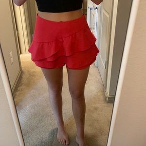 DO+BE Bright Red Skort with ruffles